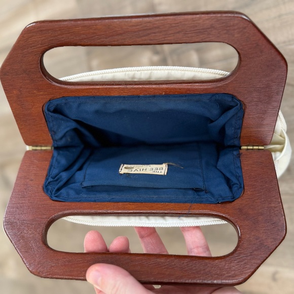 Vintage Bee Hive Baltimore Handbag Purse Wooden Handle Interchangeable 4 Covers - Picture 6 of 14